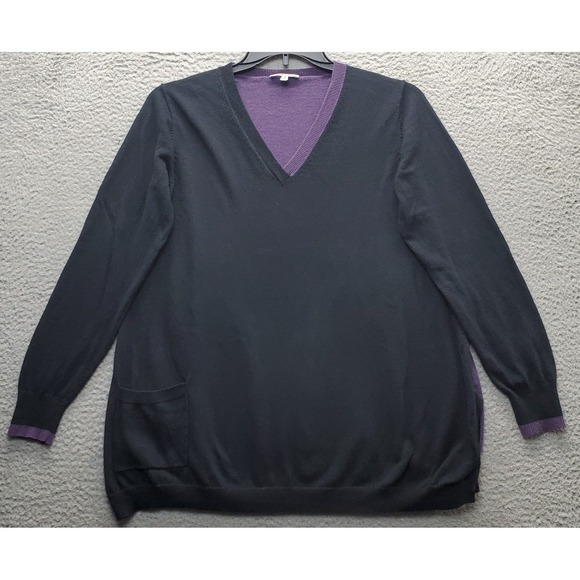 Lisa Todd Sweaters - Lisa Todd Sweater Womens Medium Multi Two Tone Long Sleeve Side‎ Slit Rib V-Neck